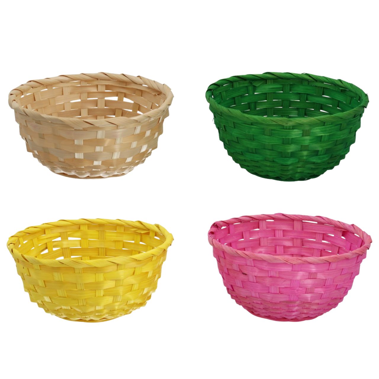 Paasmand van bamboe en hout, kleurrijk, 4-delige set (B/H/D) 20x8x20 cm korb, korb aus weide, geflochtener korb, bunte farben, farbiger korb