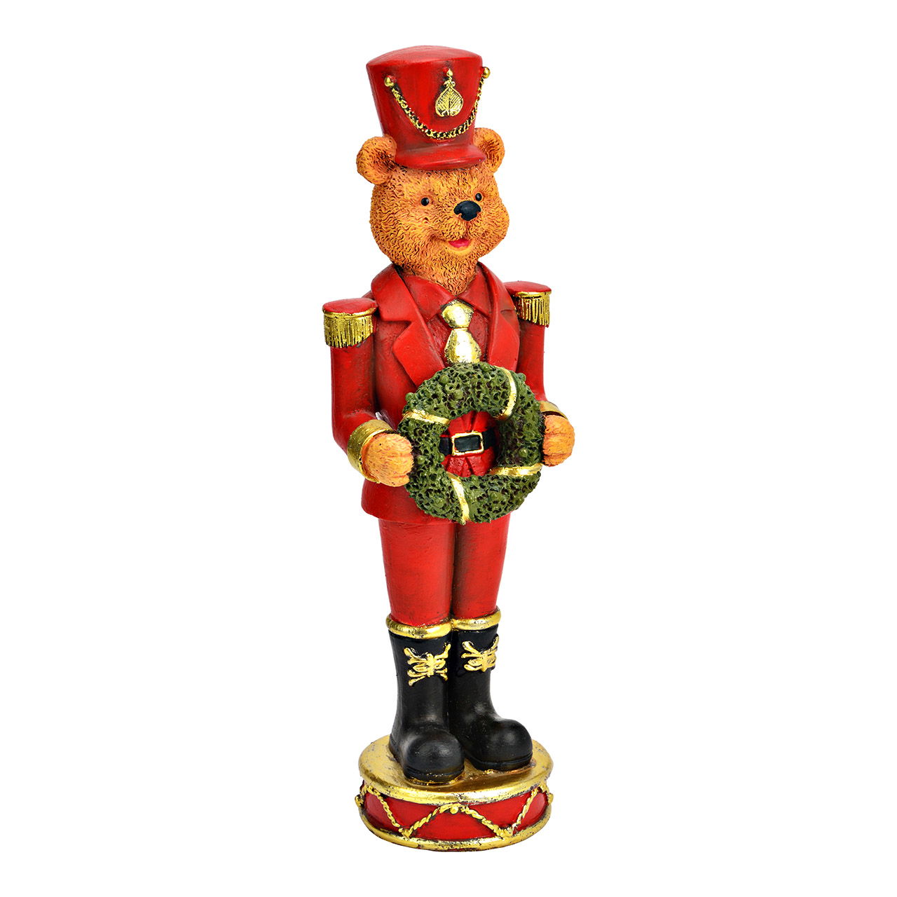 Nussknacker-Bär mit Kranz aus Poly, Bunt (B/H/T) 10x32x8cm