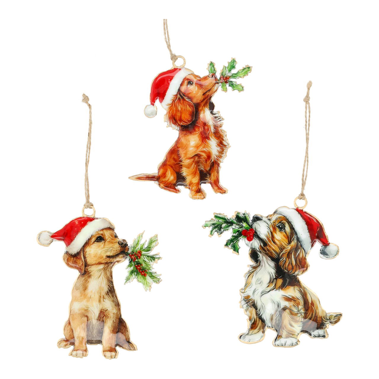 Weihnachtshänger Hund aus Metall Bunt 3-fach sortiert (B/H/T) 9x10x1cm Zubehor, Hund, Säugetier, Haustier