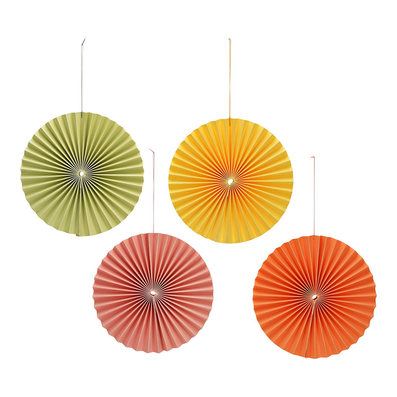 Hänger Fächer Pastell aus Papier/Pappe, 4-fach, Gelb/Grün/Orange/Rosa (B/H/T) 19x19x1cm Hänger Fächer Pastell aus Papier/Pappe, 4-fach, Gelb/Grün/Orange/Rosa (B/H/T) 19x19x1cm