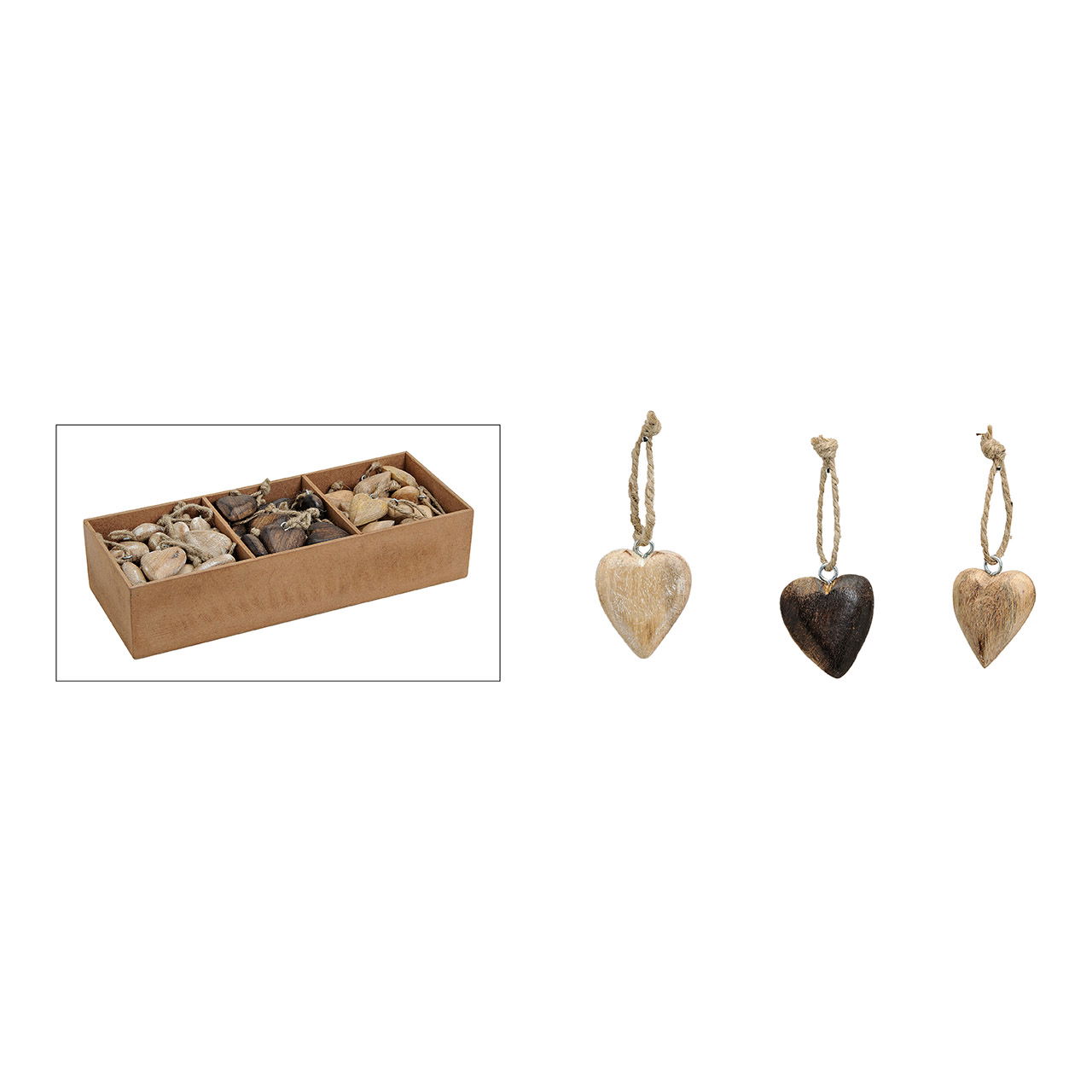 Suspension cœur en bois marron, 3 fois assorti (L/H/P) 4x5x1.5 cm Suspension cœur en bois marron, 3 fois assorti (L/H/P) 4x5x1.5 cm