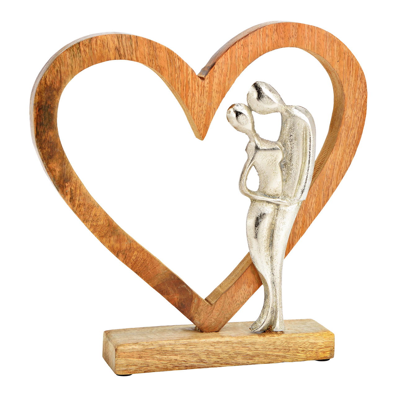 Espositore cuore con amanti in metallo, in legno di mango marrone (L/H/D) 27x27x5cm Espositore cuore con amanti in metallo, in legno di mango marrone (L/H/D) 27x27x5cm