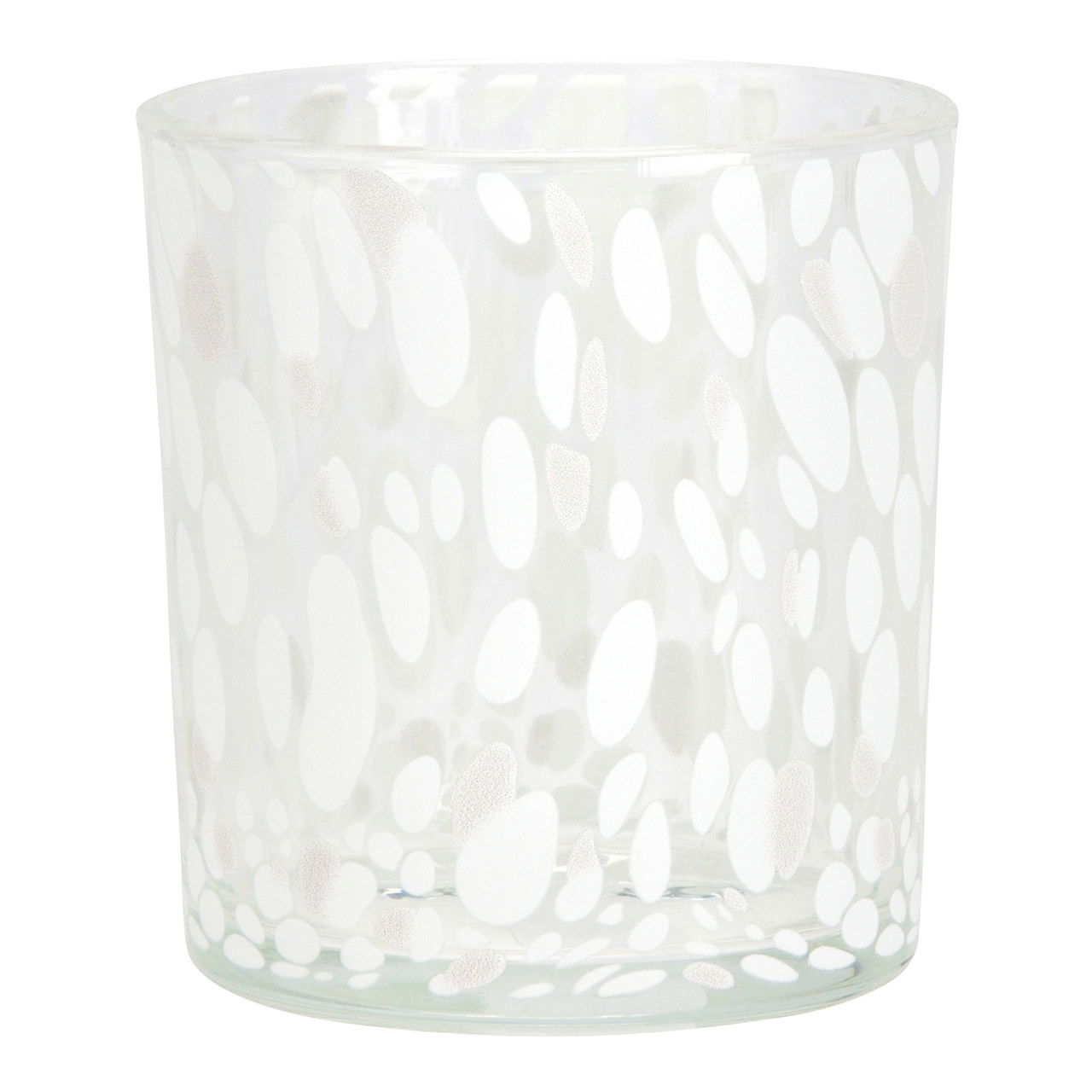 Glass wind light with dots, white (W/H/D) 7x8x7cm