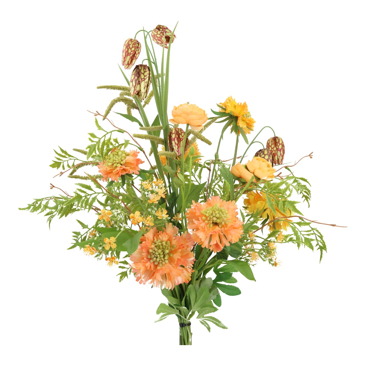 Blumenstrauß aus Kunststoff Scabiosa/Ranunkel Orange (B/H/T) 25x60x25cm Blumenstrauß, Sommerblumen, Pfirsichfarben, Dahlien, Gräser