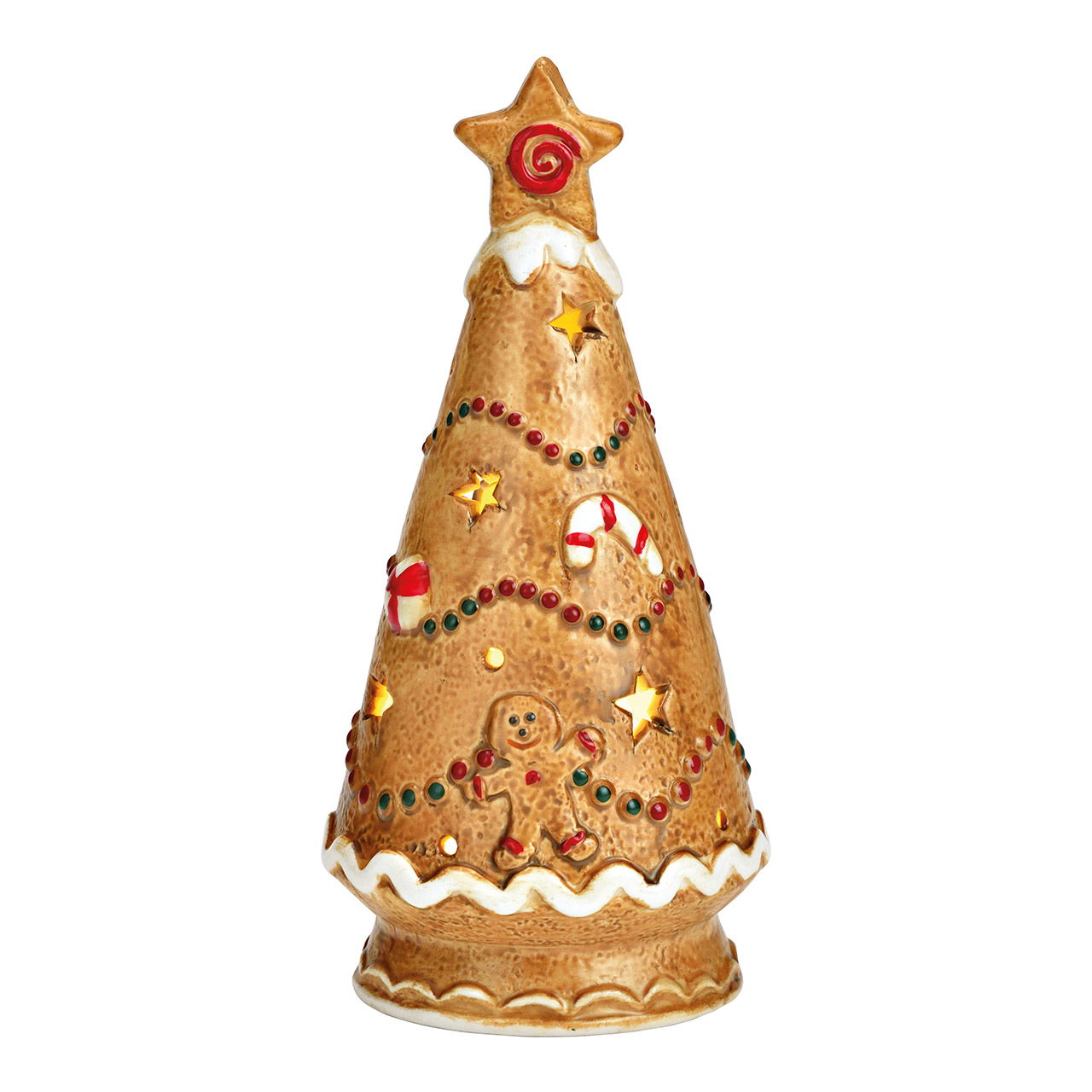 Farol de porcelana árbol de Navidad marrón (A/A/P) 8x16x8cm