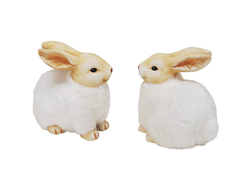 Conejo de arcilla/fibra artificial, 25 x 16 x 21 cm.
