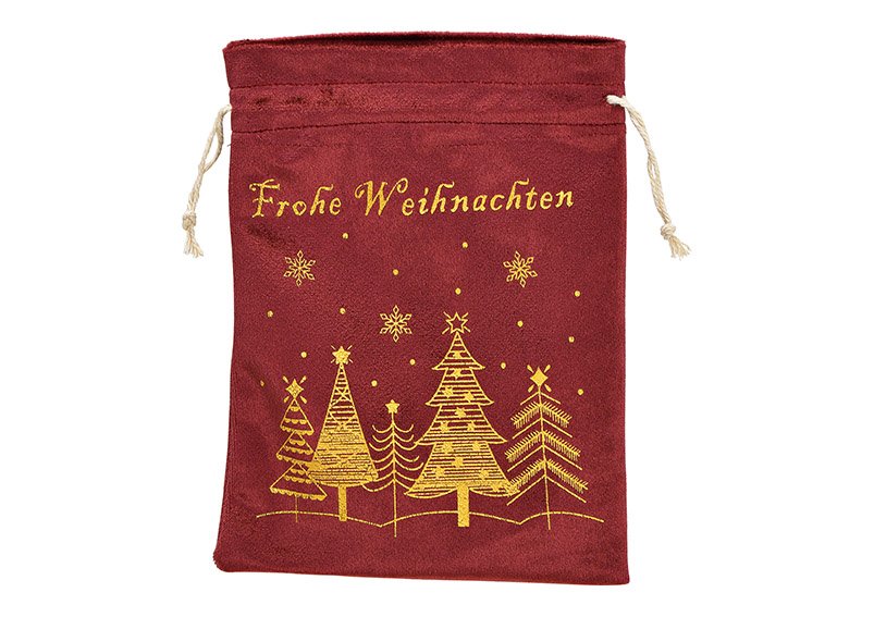Merry christmas gift bag made of textile bordeaux (w / h) 15x20cm
