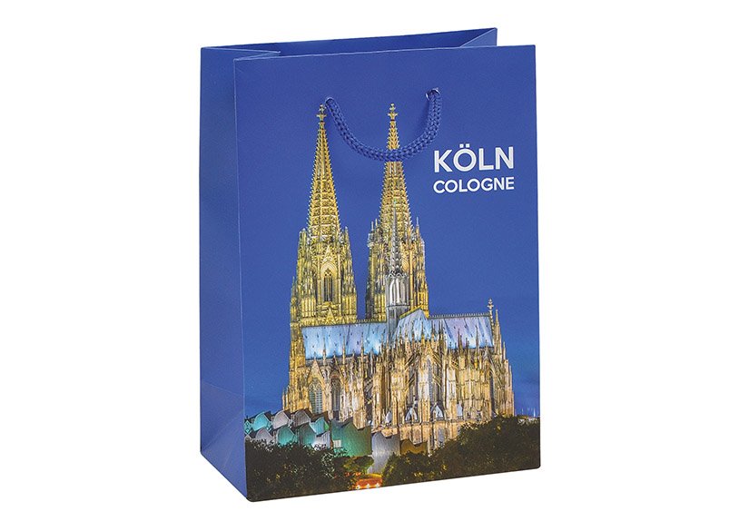 Sac cadeau Cologne en papier/carton mat multicolore (L/H/P) 11x16x6cm