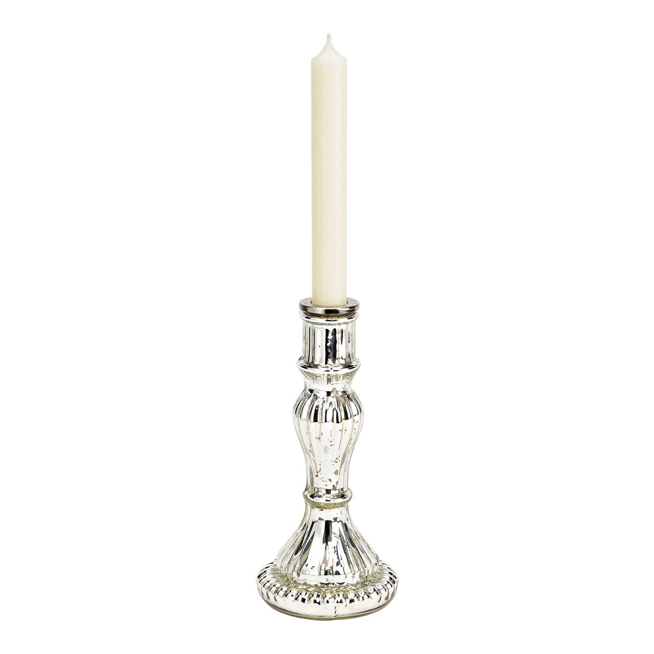 Glass candle holder silver (W/H/D) 9x20x9cm