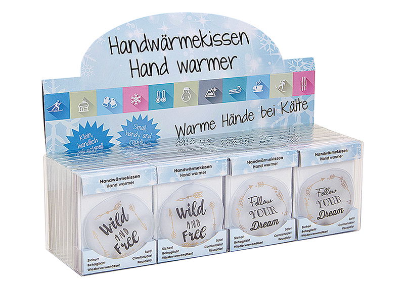 Pocket warmer spreuken -Wild and Free- + -Follow your dream- gemaakt van plastic Zwart 2-vouwig, (B/H/D) 9x9x1cm