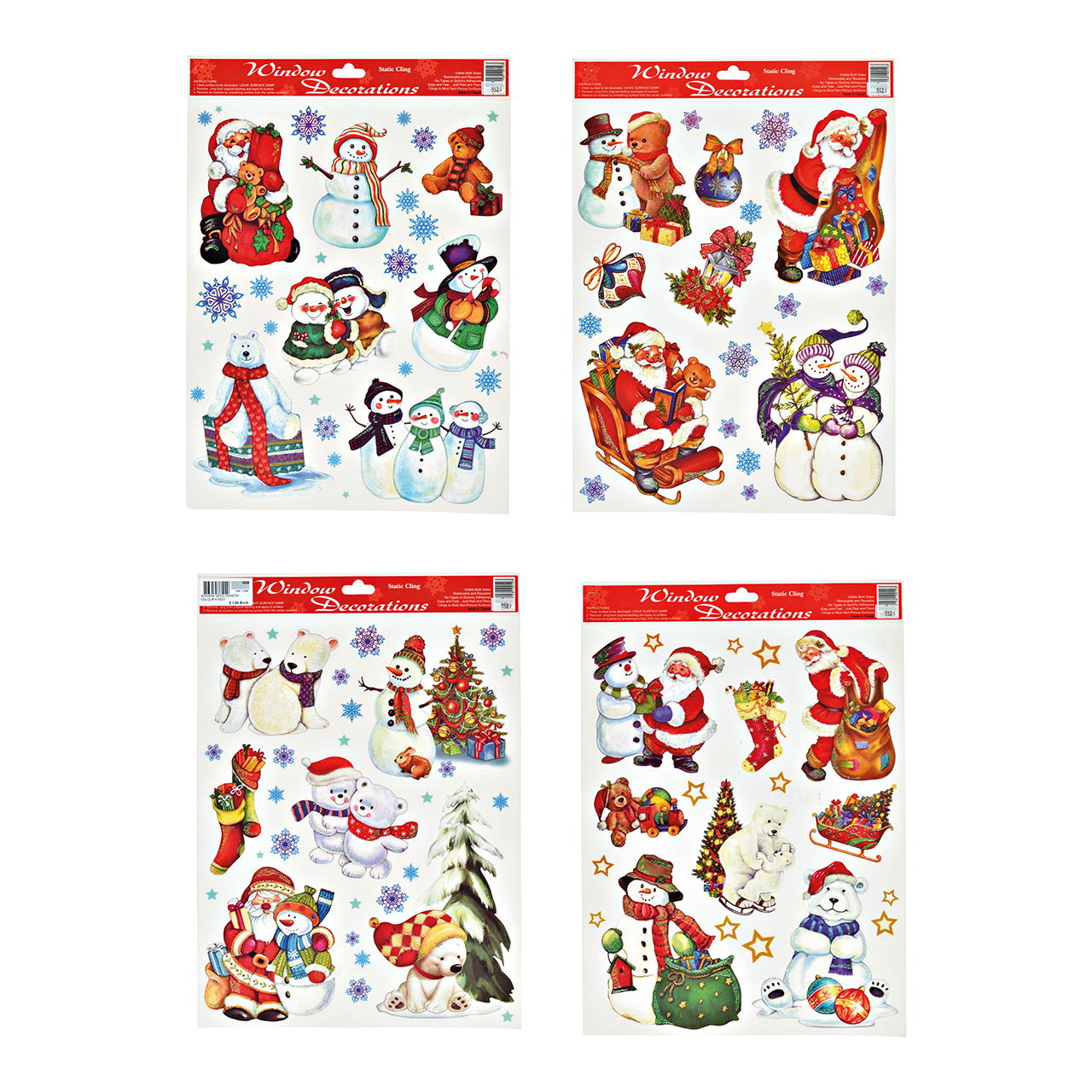 Window pictures Christmas Santa Claus, snowman, made of plastic colorful 4-fold, (W/H) 30x42cm