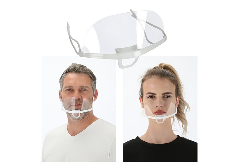 Visiera bocca-naso regolabile in dimensione, plastica (L/H) 14x10cm