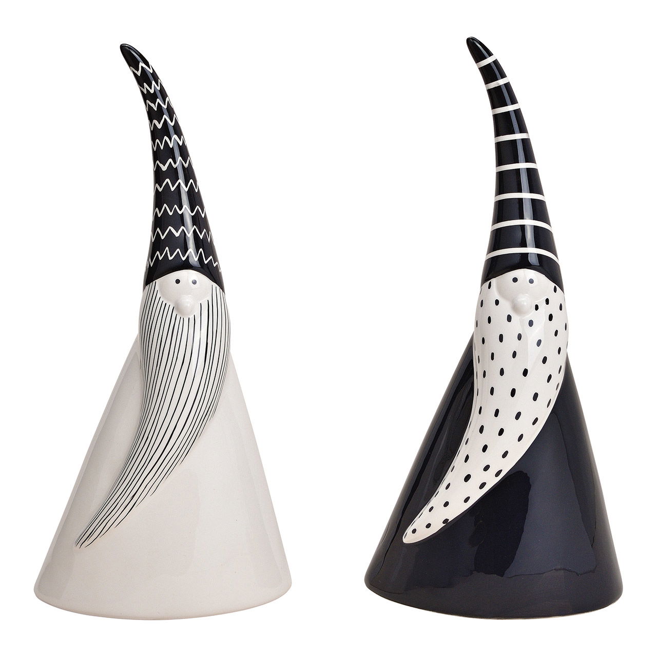 Babbo Natale in ceramica nera, bianca 2 pieghe, (L/H/D) 16x35x11cm Babbo Natale in ceramica nera, bianca 2 pieghe, (L/H/D) 16x35x11cm