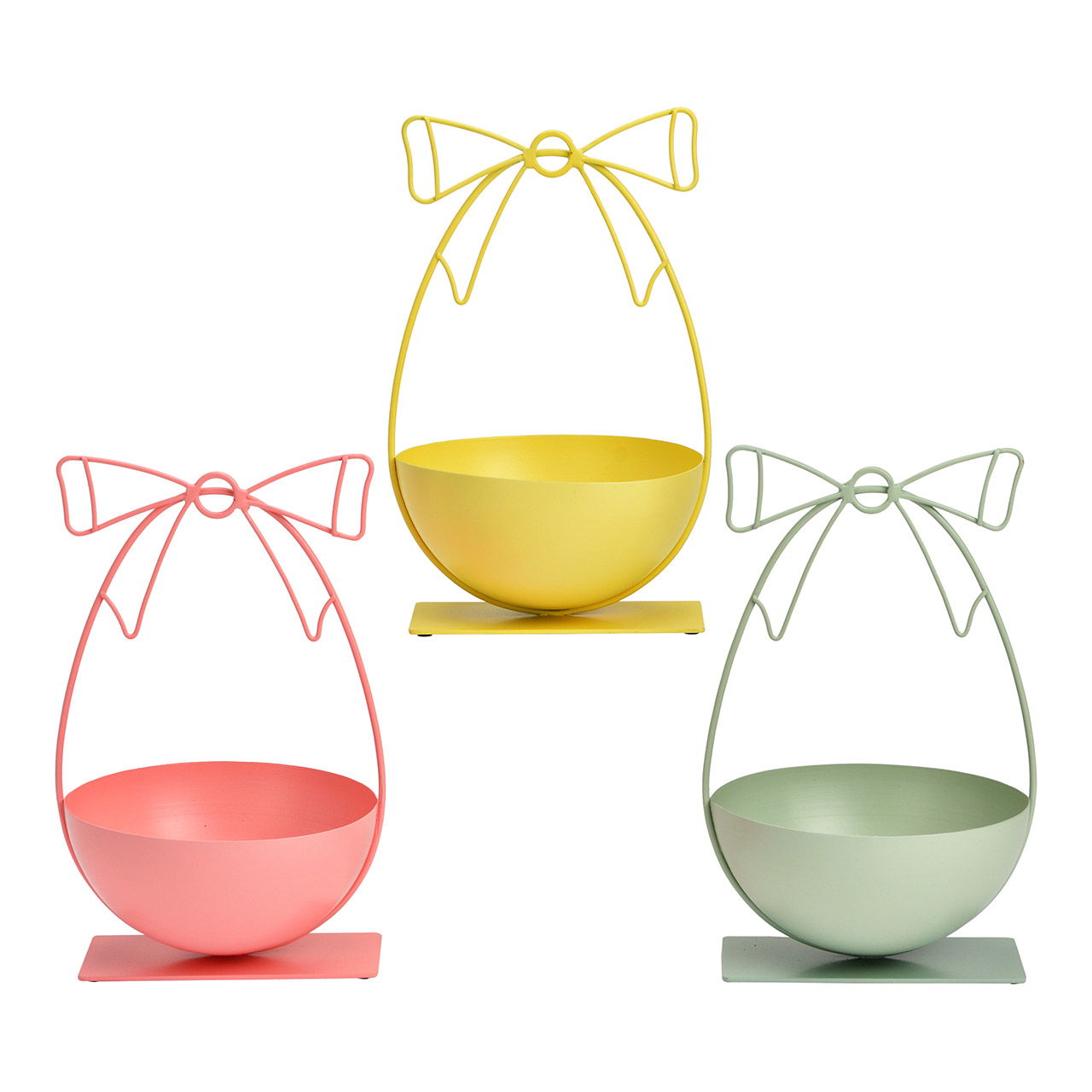 Coupe décorative en métal, 3 compartiments, jaune/rose/vert (L/H/P) 13x20x12cm Schale