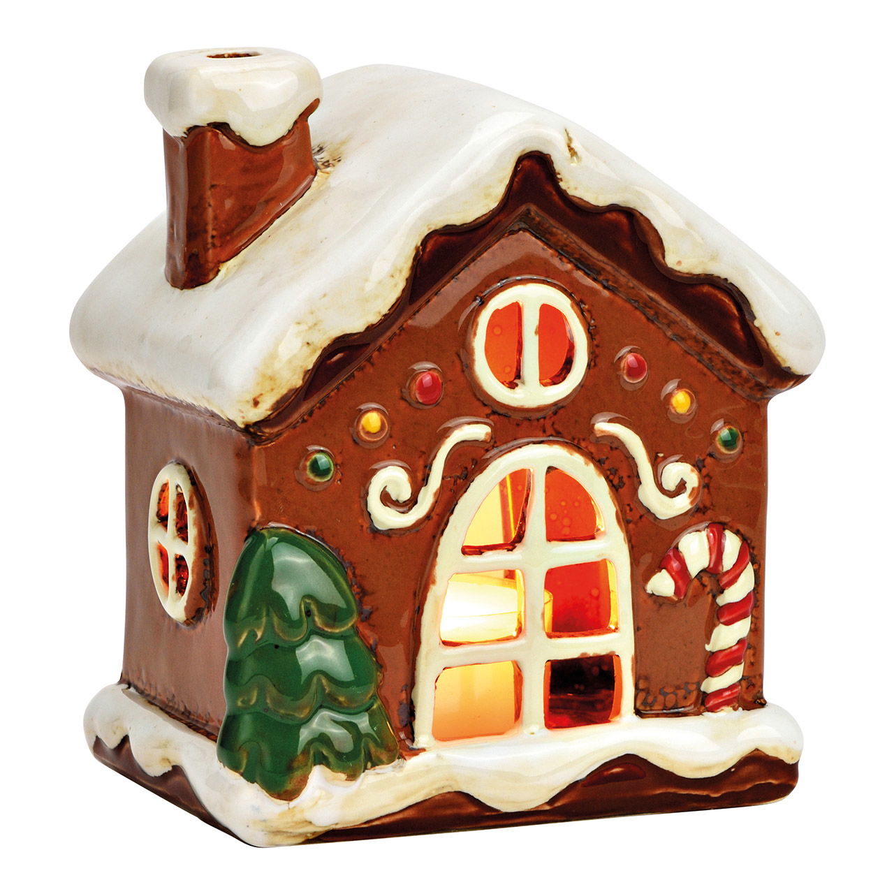 Maison lumineuse Pain d'épices en faïence, Coloré (L/H/P) 12x14x9cm Maison lumineuse Pain d'épices en faïence, Coloré (L/H/P) 12x14x9cm