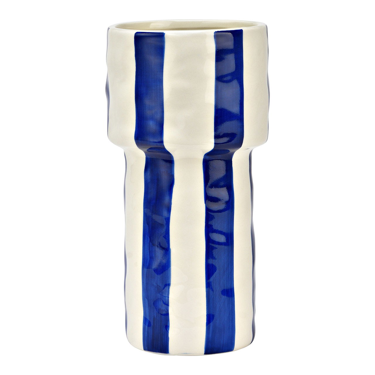 Striped ceramic vase (for dried flowers only), blue (W/H/D) 10x20x10cm