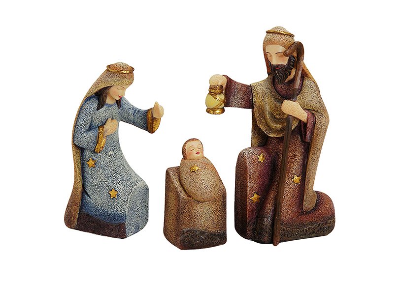 Krippen-Figuren-Set aus Poly, 3-teilig, 7-16 cm