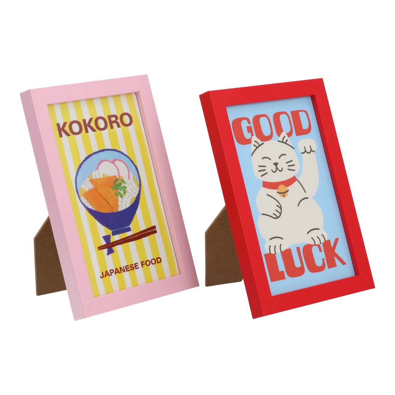 Wooden Decorative Sign/Photo Frame, Assorted Colors, Set of 2 (W/H/D) 11x16x1 cm poster, maneki-neko, frame, decor, Japanese food