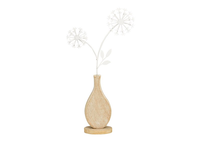 Aufsteller Pusteblumen in Vase aus Holz/Metall natur (B/H/T) 10x28x4cm