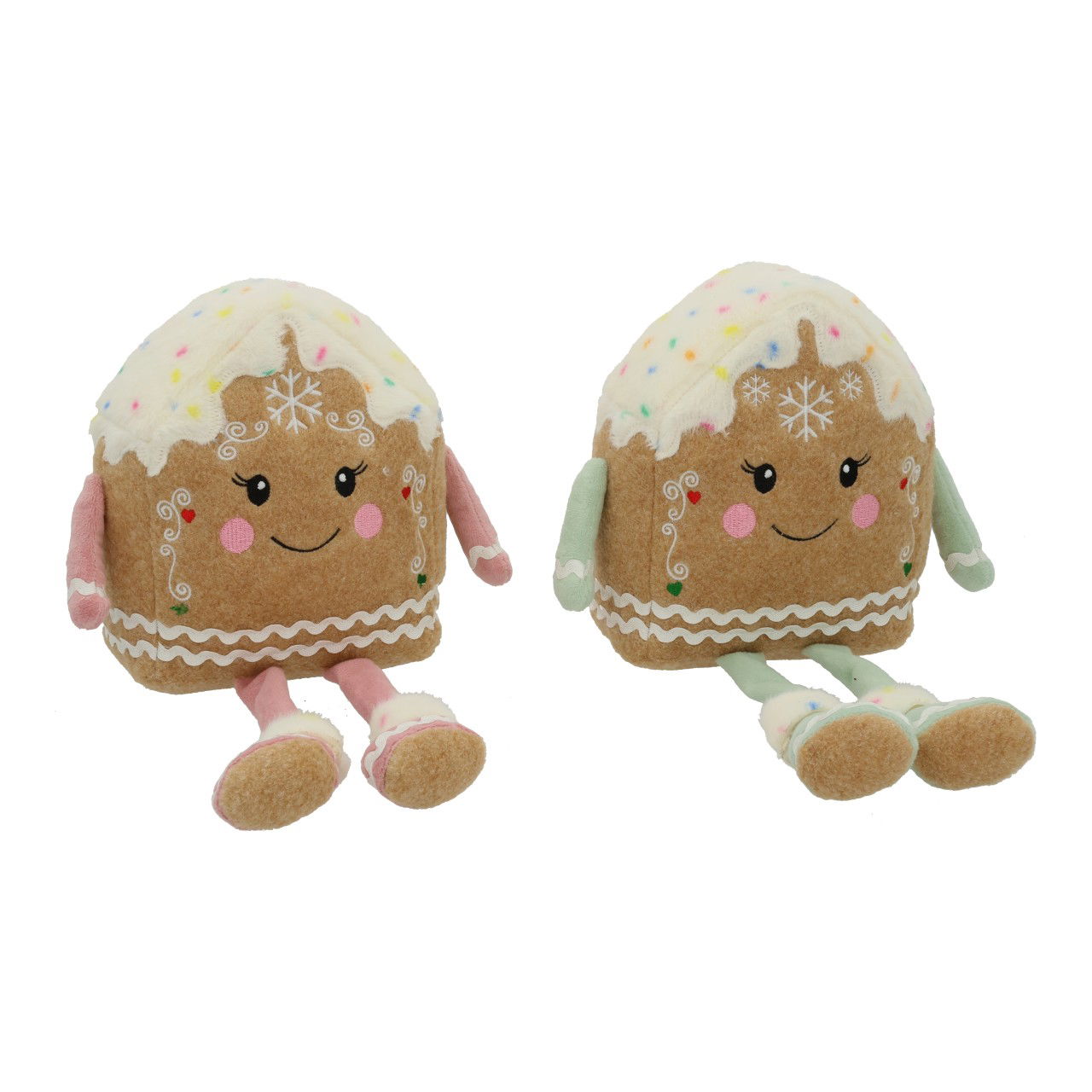 Lebkuchenhaus Kantenhocker aus Textil Beige 2-fach sortiert (B/H/T) 20x35x10cm