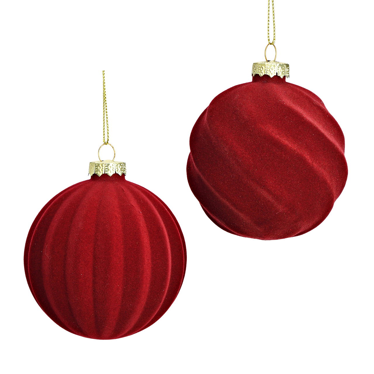 Weihnachtskugel beflockt aus Glas Bordeaux 2-fach sortiert (B/H/T) 8x8x8cm Zubehor, Ohrring, Schmuck