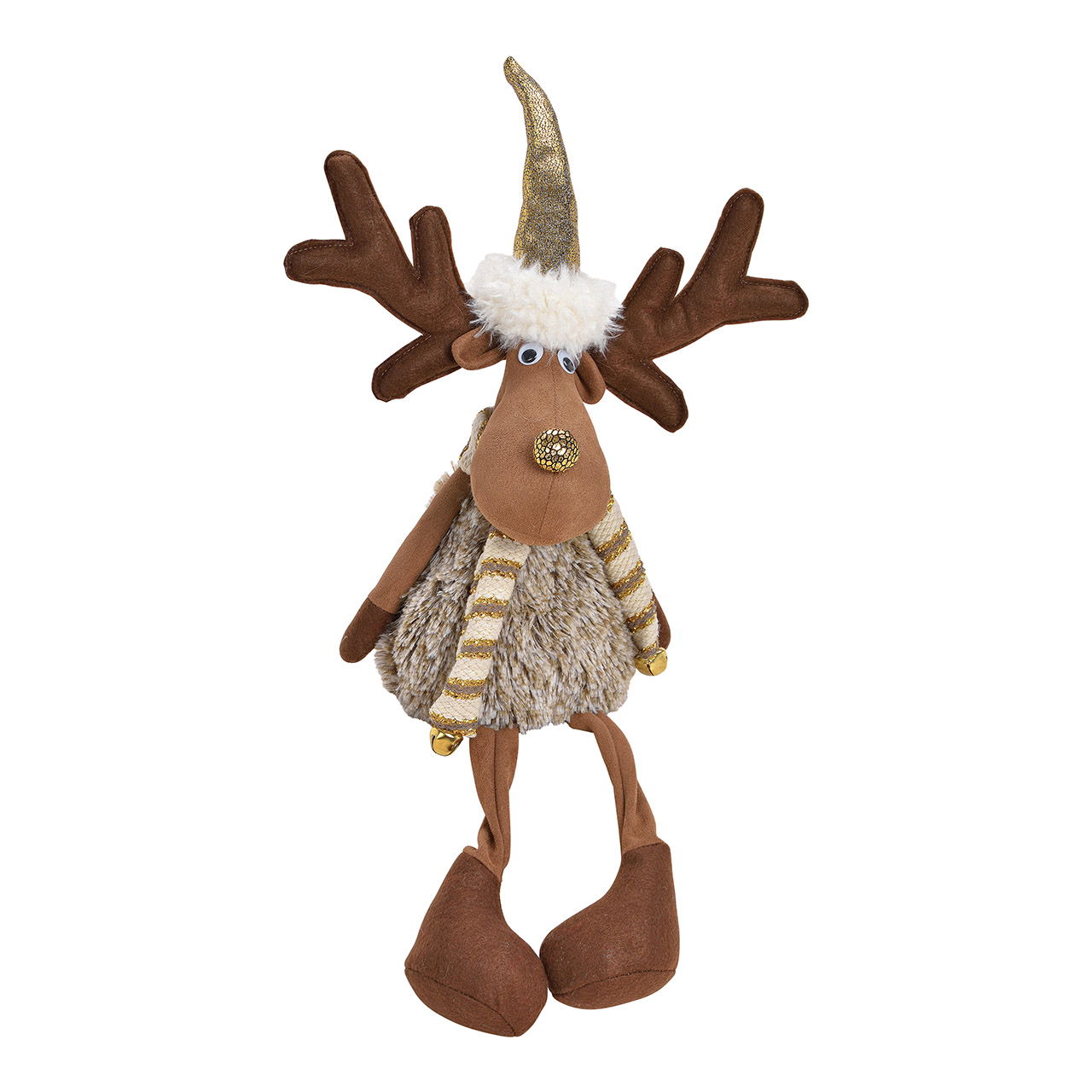 Sgabello Moose in tessuto Marrone, oro (W/D) 29x16cm H 40/64cm