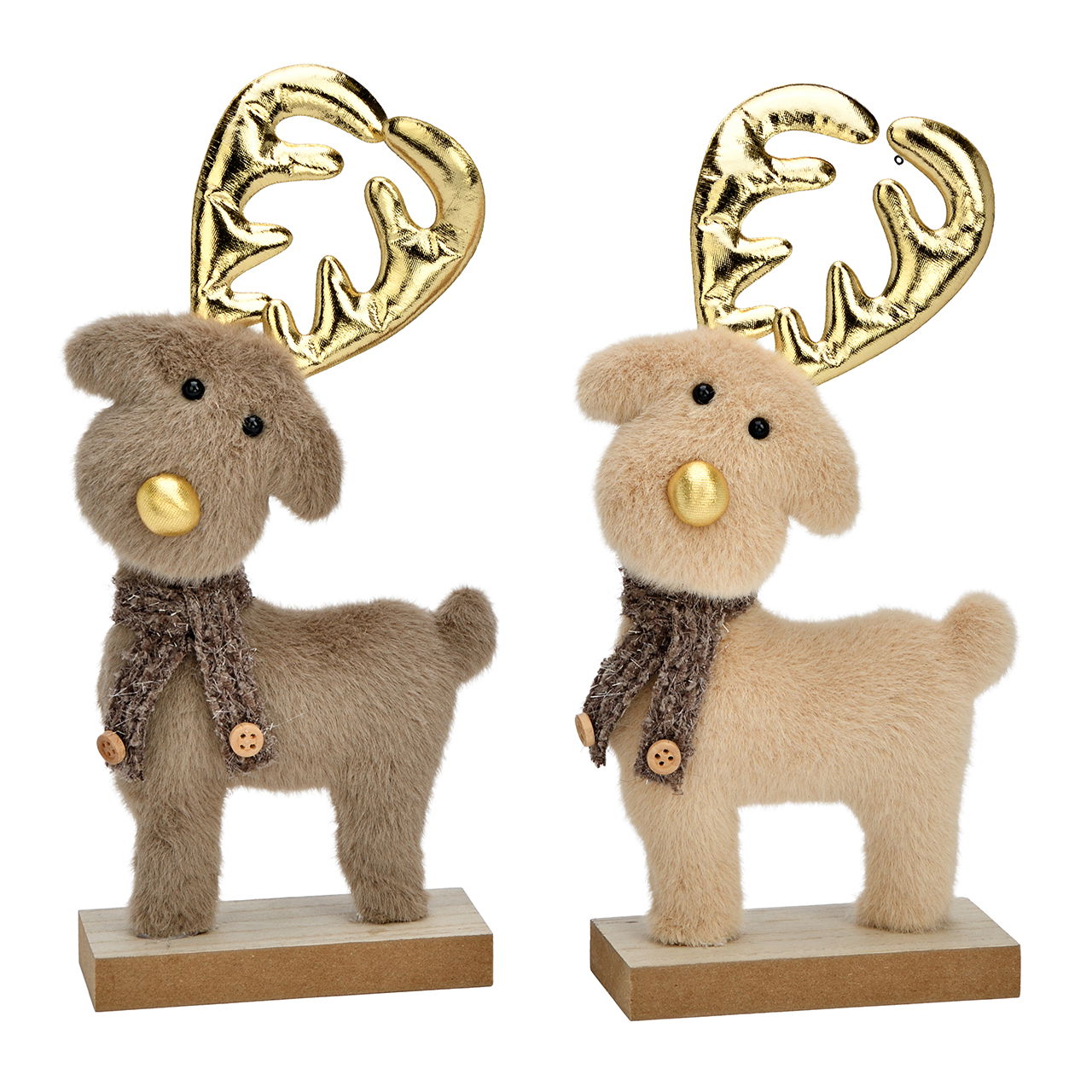 Elch Aufsteller aus Textil Beige/Grau 2-fach sortiert (B/H/T) 12x25x5cm Bär, Säugetier, Tierwelt, Plüsch, Spielzeug