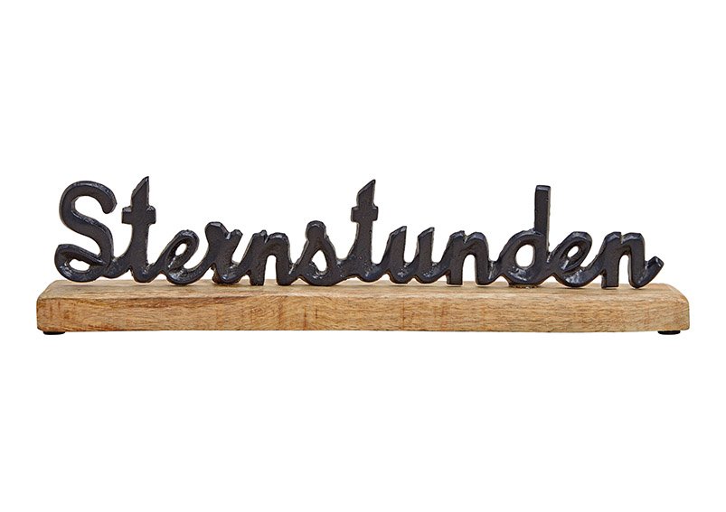 Stand lettering, sternstunden, on a wooden base made of metal black (w / h / d) 40x10x5cm