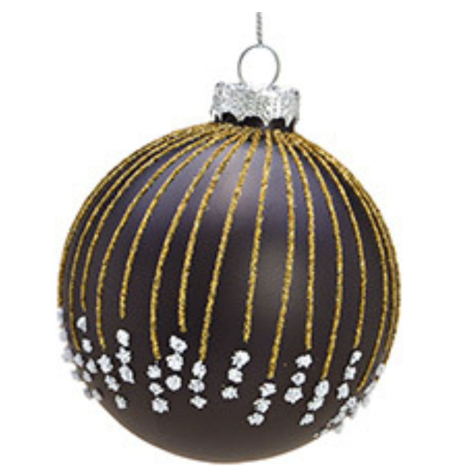 Boule de Noël Glitter Motif de Noël en verre, 4 fois, noir/or Ø8cm Zubehör, Ohrring, Schmuck, Medaillon, Anhänger