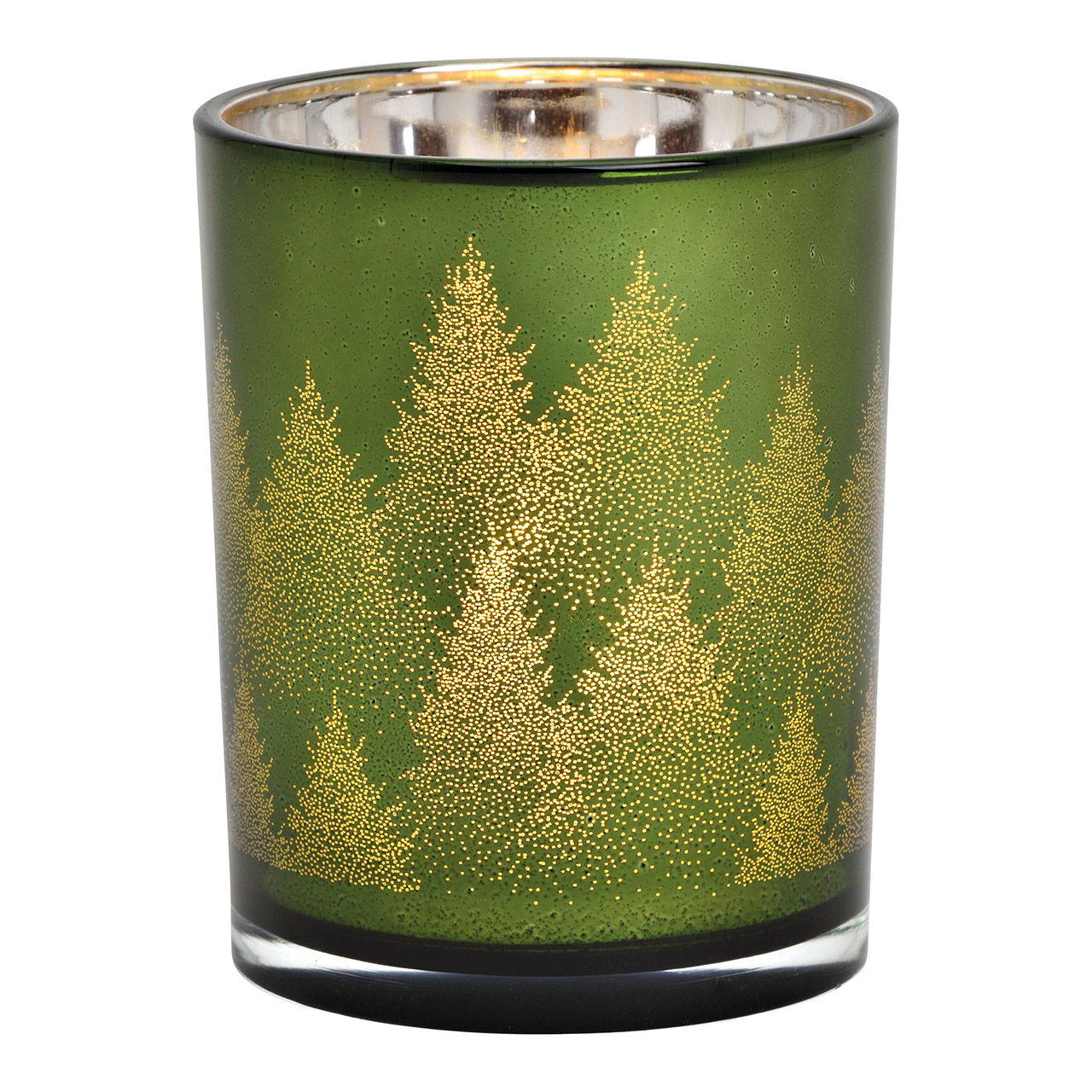Luce del vento decorazione foresta invernale in vetro verde (L/H/D) 10x12x10cm Glas, Tasse