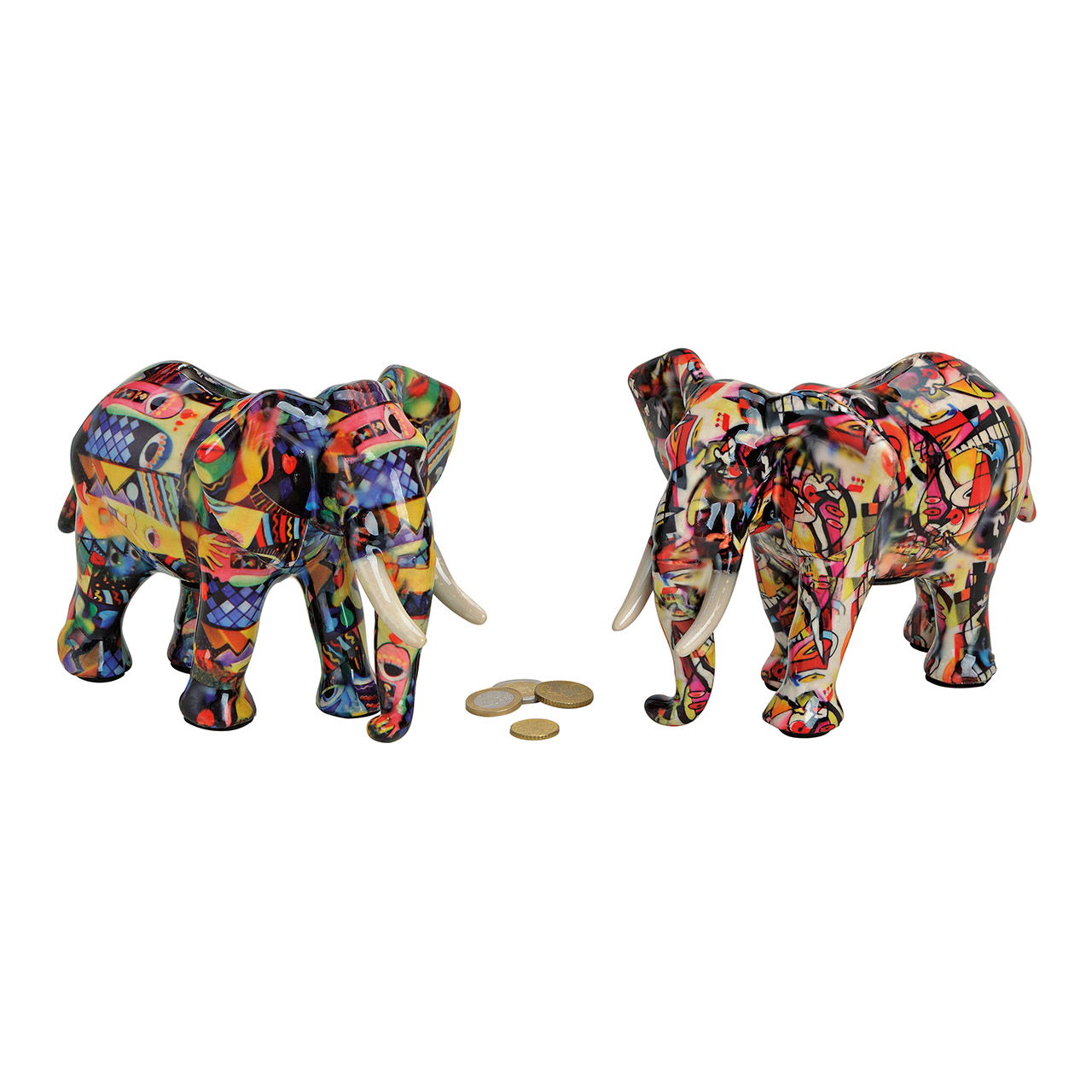 Spardose Elefant Bunt aus Keramik, 2-fach sortiert, B22 x T15 x H16 cm