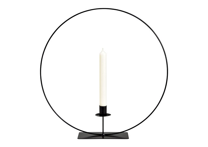 Metal Candle Holder Ring Black (W/H/D) 40x40x8cm