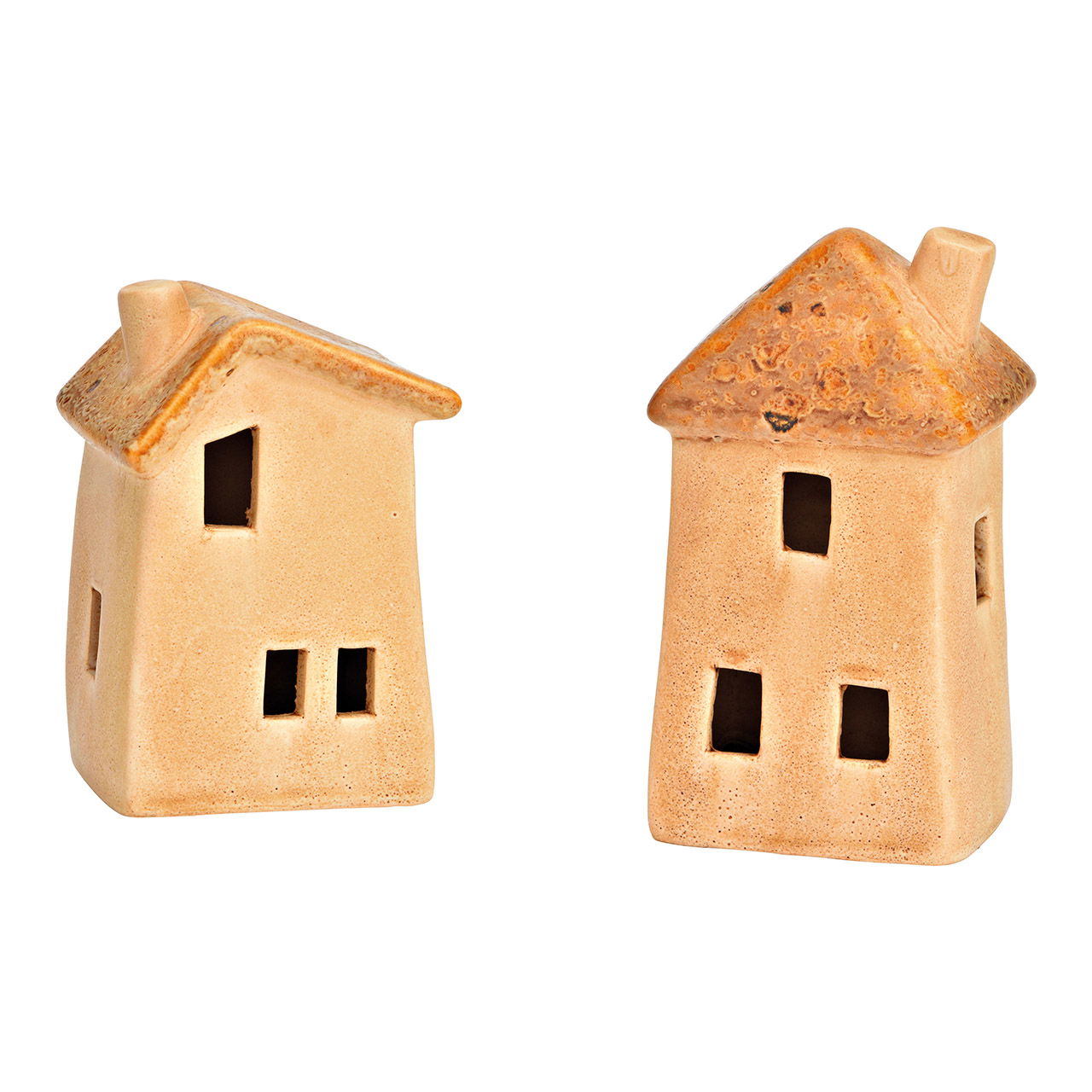 Casa in ceramica beige 2 pieghe, (L/H/D) 7x12x6cm