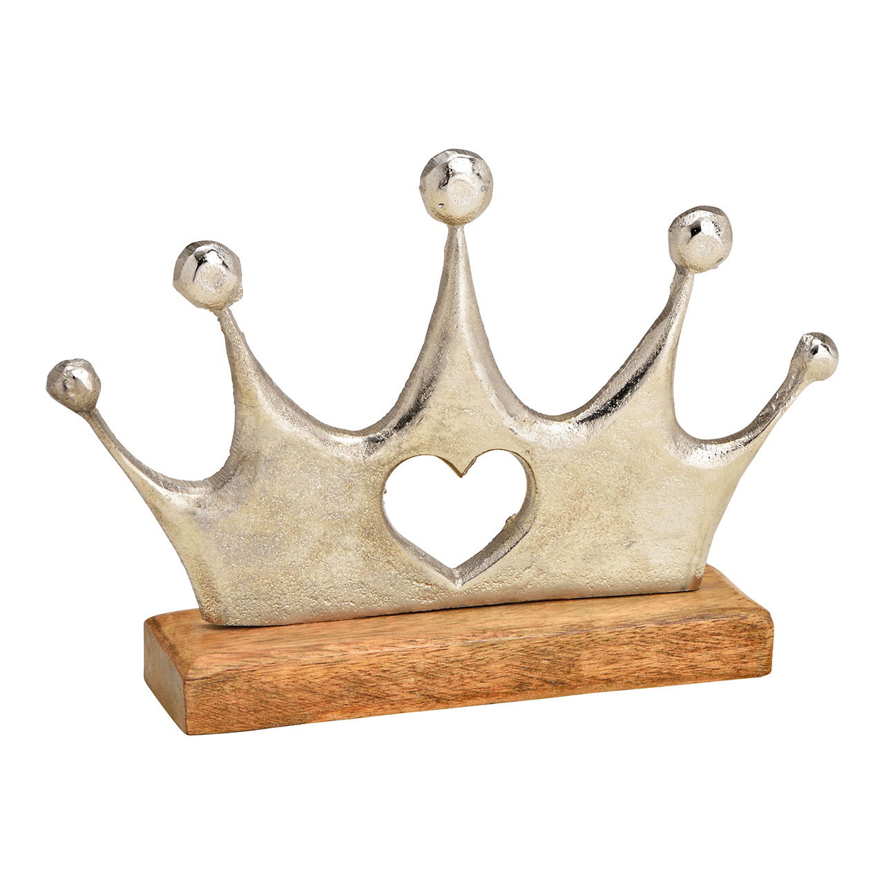 Aufsteller Krone auf Mangoholz Sockel aus Metall Silber (B/H/T) 23x16x5cm Aufsteller Krone auf Mangoholz Sockel aus Metall Silber (B/H/T) 23x16x5cm