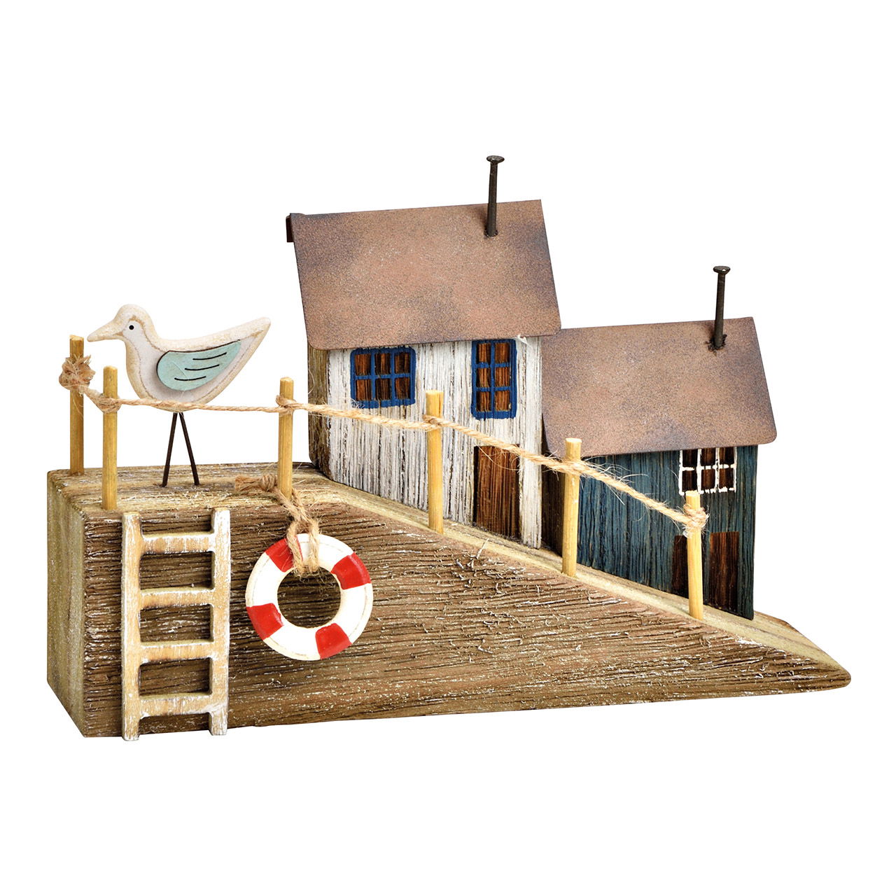 Boathouse made of wood/metal blue (W/H/D) 23x15x6cm Boathouse made of wood/metal blue (W/H/D) 23x15x6cm