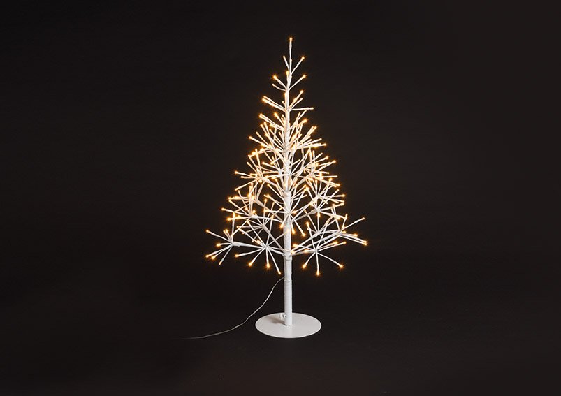 Lichterbaum 240er LED, warmweiß, 30V für Innen, mit Timer aus Kunststoff, Metall Weiß (H) 88cm Ø50cm