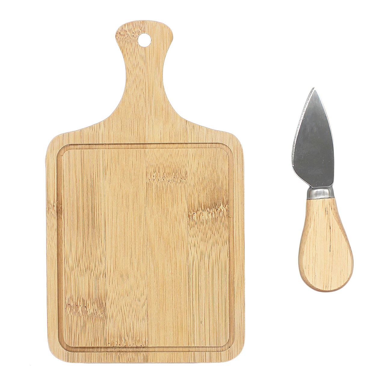 Tabla de servir con cuchillo para queso de bambú natural (A/A/P) 19x1x11cm