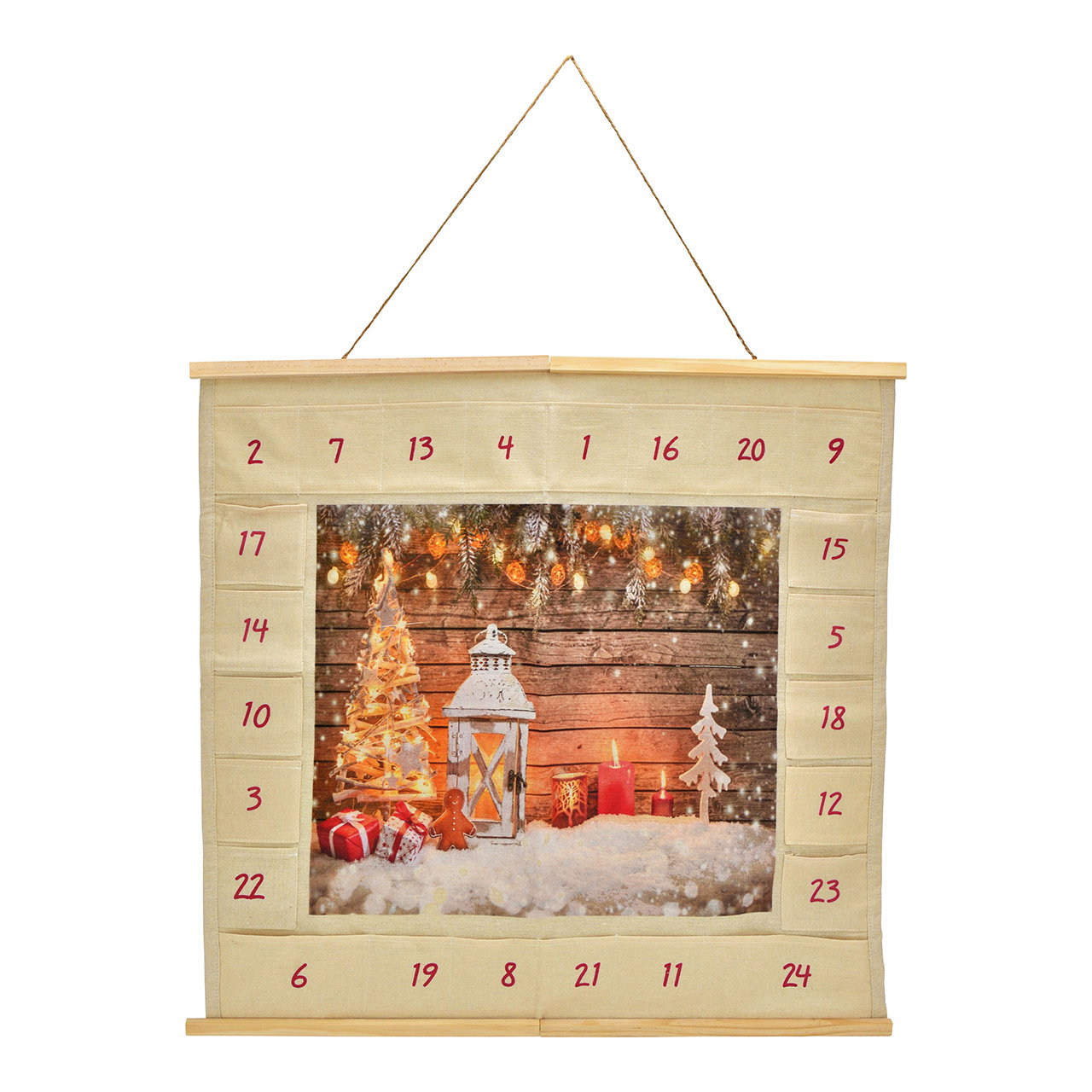 Advent calendar with LED made of textile/wood white (W/H/D) 70x65x1cm Advent calendar with LED made of textile/wood white (W/H/D) 70x65x1cm