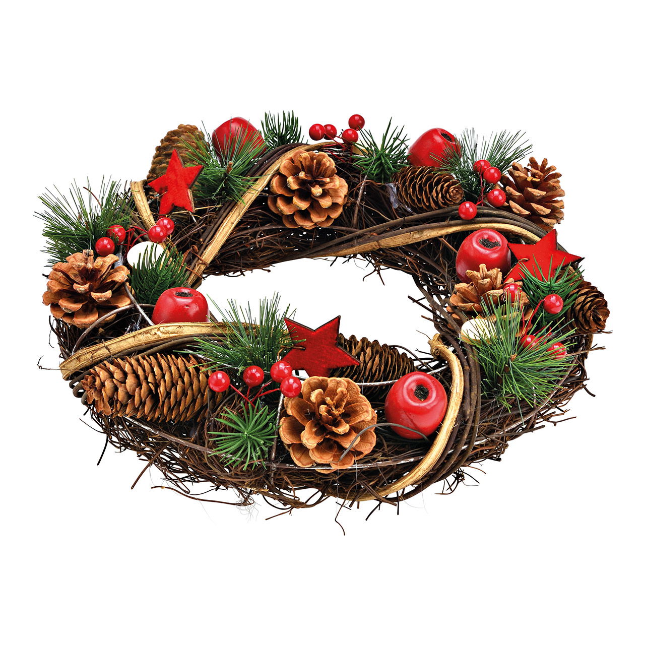 Guirnalda de Navidad de madera/plástico, marrón, verde, rojo (A/A/A) 34x34x9cm Guirnalda de Navidad de madera/plástico, marrón, verde, rojo (A/A/A) 34x34x9cm