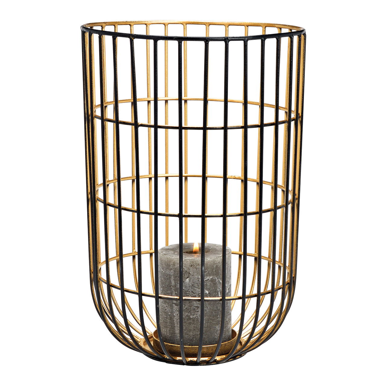 Wind light, candle holder made of metal black, gold (W/H/D) 20x30x20cm