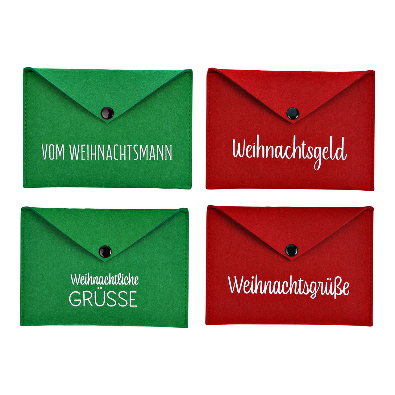 Umschlag mit Weihnachtsgrüßen aus Filz, 2mm, 4-fach, Bordeaux/Grün (B/H/T) 17x12x1cm