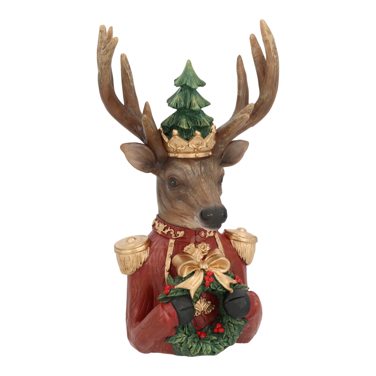 Rentier, Weihnachtsfigur, Kunstharz, Krone, Weihnachtsdeko
