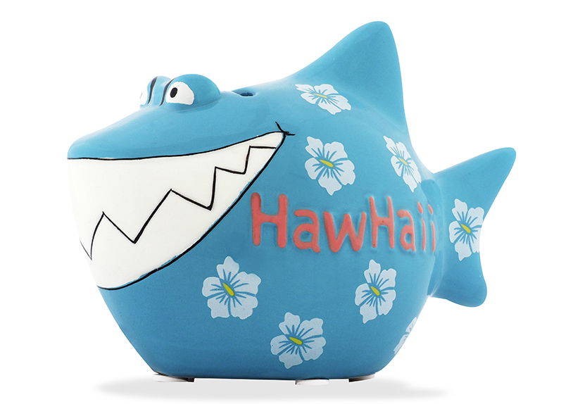 KCG ahorro de cerámica tiburón "HawHaiii", azul (A/A/P) 13x11x7,5cm Sparschwein
