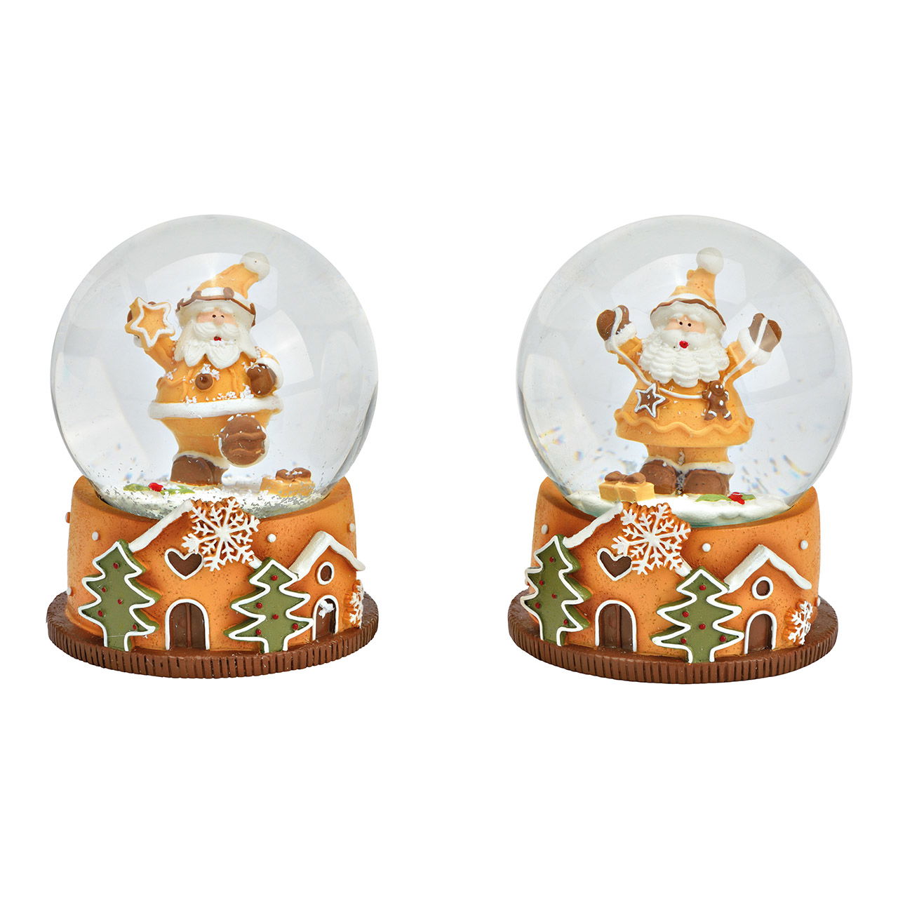 Globo di neve Babbo Natale in polietilene marrone 2 pieghe, (L/A/D) 7x9x7cm