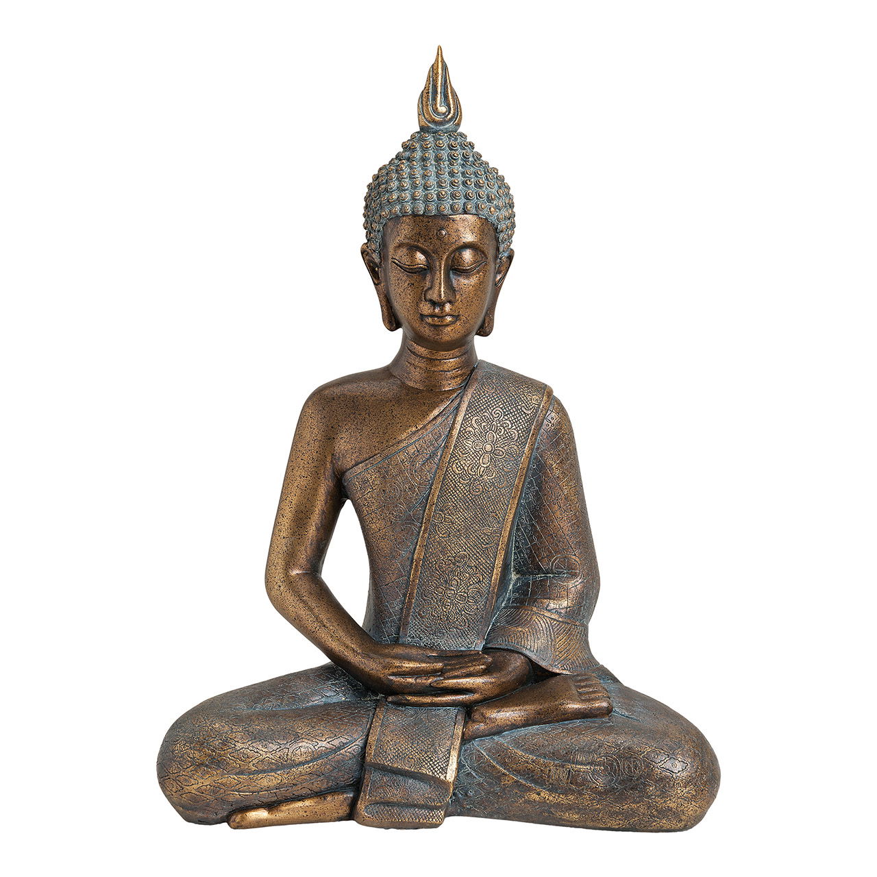Bouddha doré en poly, L31 x P17 x H43 cm Bouddha doré en poly, L31 x P17 x H43 cm