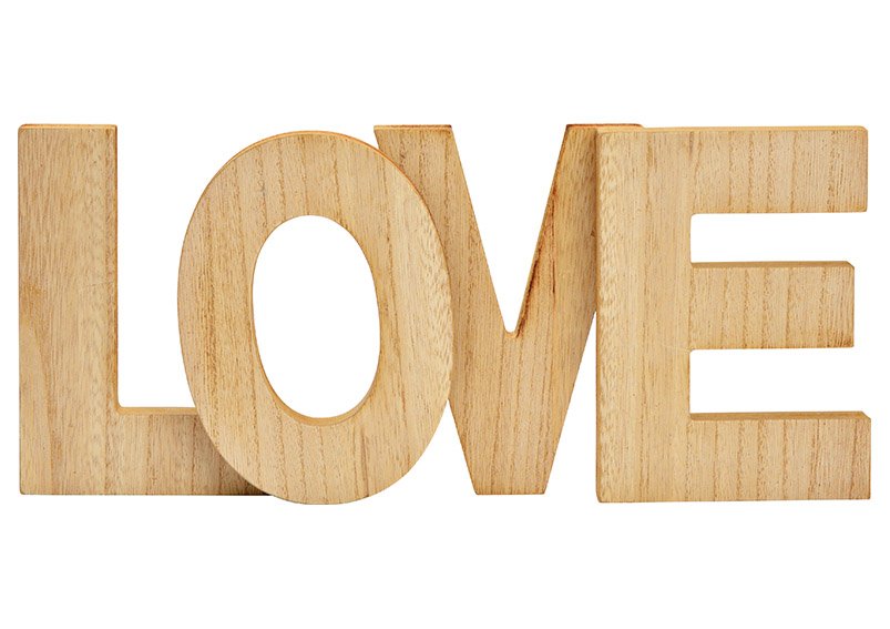 Schriftzug LOVE aus Pappelholz Natur (B/H/T) 35x15x3cm
