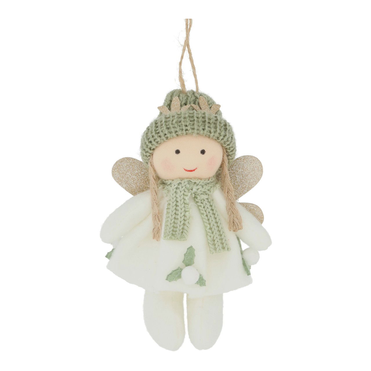 Percha niña/ángel de tela verde (An/Al/Fo) 9x13x4cm Bekleidung, Hut, Puppe, Spielzeug
