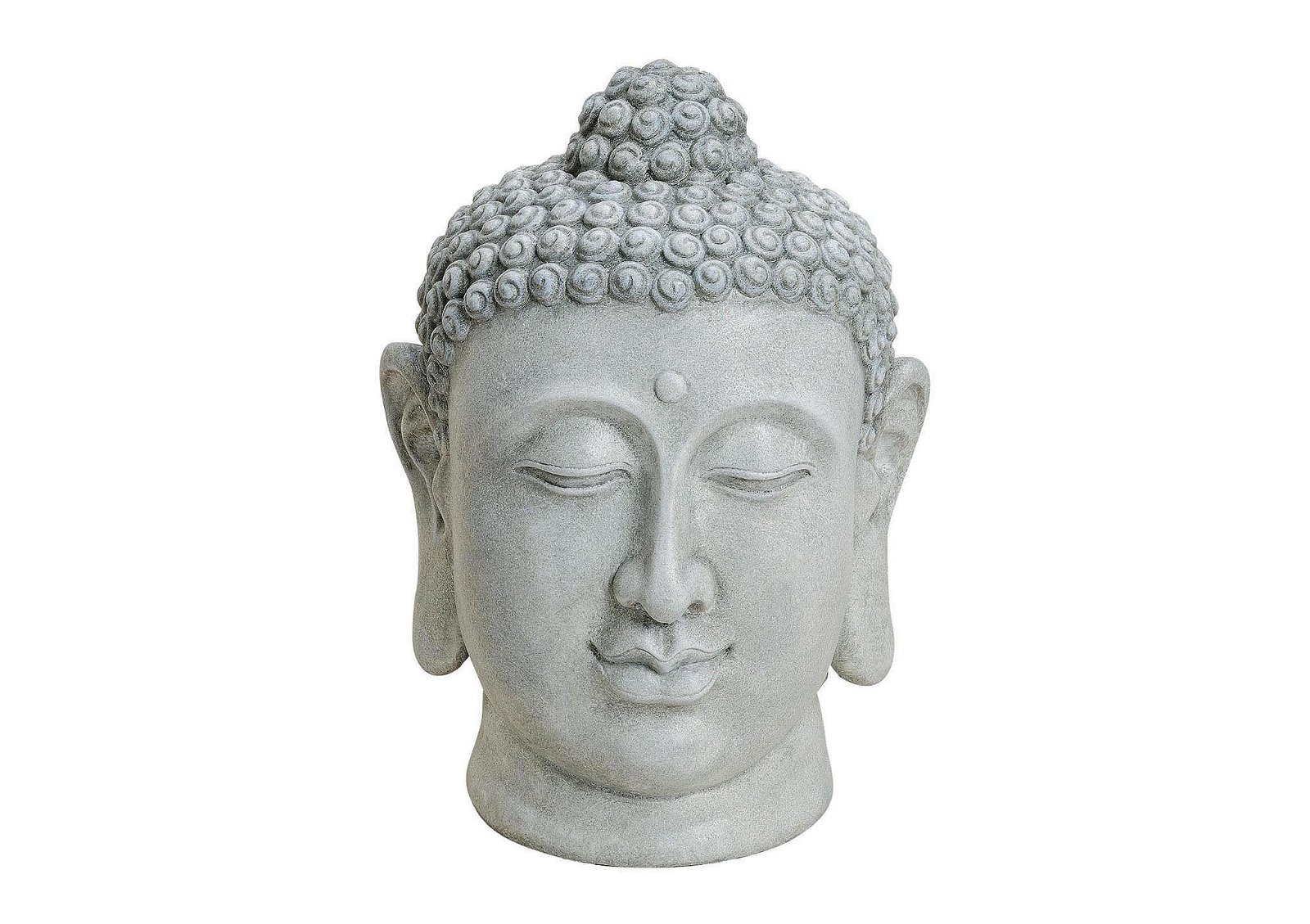 Tête de bouddha en magnésie grise, L33 x H48 cm