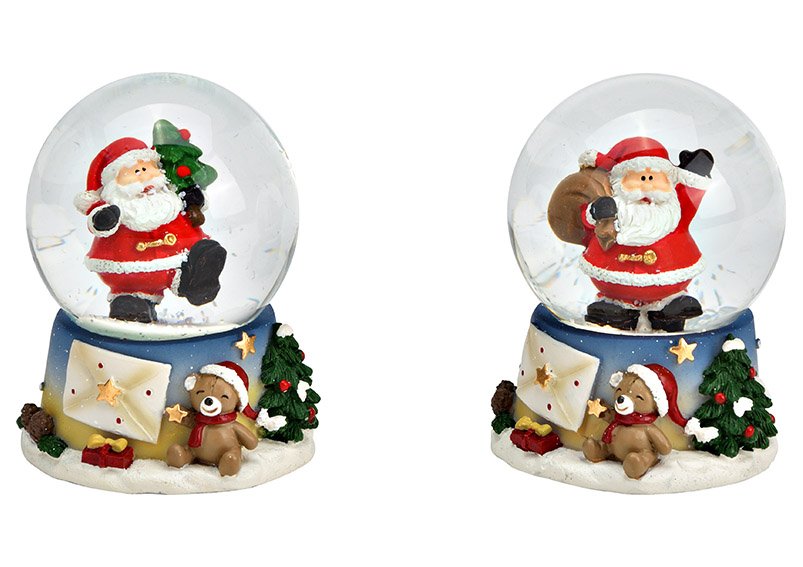 Snow globe Santa Claus from poly colorful 2-fold, (W/H/D) 5x6x5cm