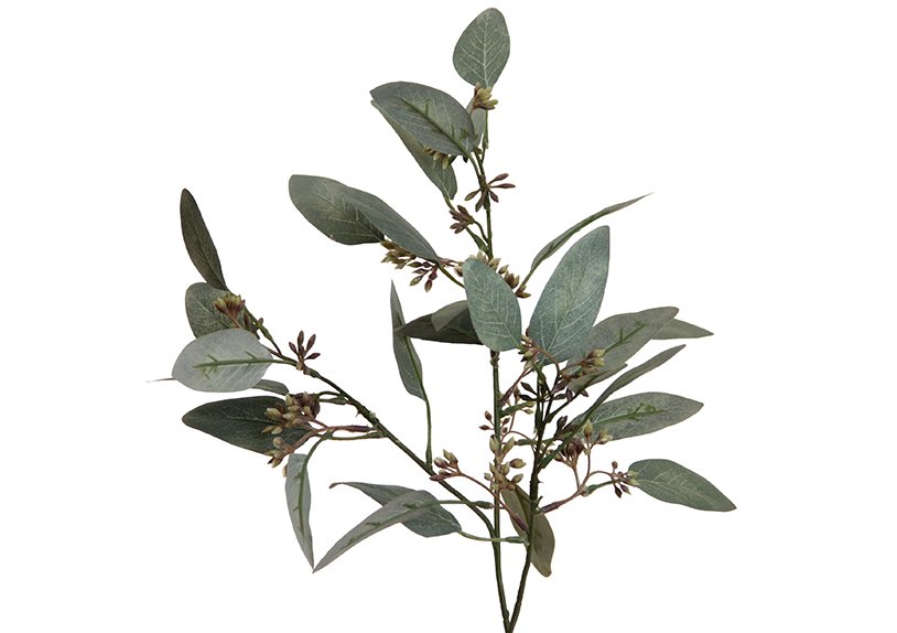 Künstliche Blumen Eukalyptus Zweig 60 cm grün-grau